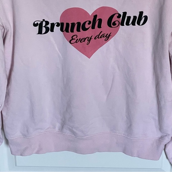 WildFox brunch club heart crewneck Sweatshirt pink 47303 - Picture 9 of 16
